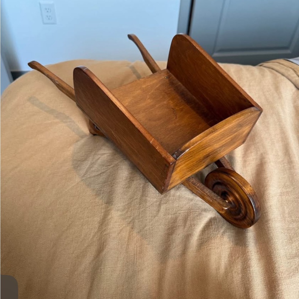 Vintage Brown Wooden Wheelbarrow Decor